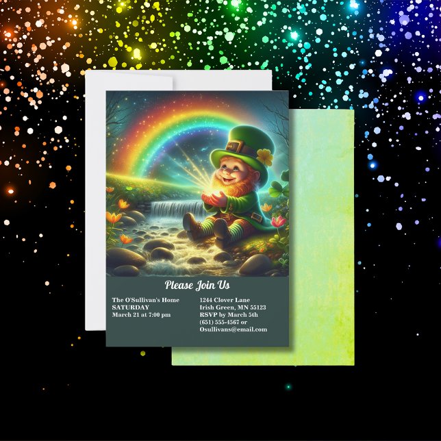 Lucky Leprechaun Gold & Rainbow St Patrick's Day Invitation (Lucky Leprechaun Gold & Rainbow St Patrick's Day Invitation)