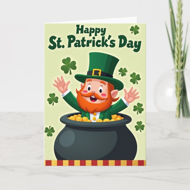 Lucky Leprechaun Greeting Card (Front)