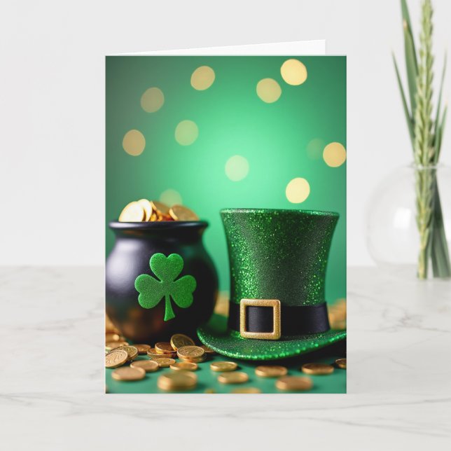 Lucky Leprechaun Hat Gold Coins Card (Front)