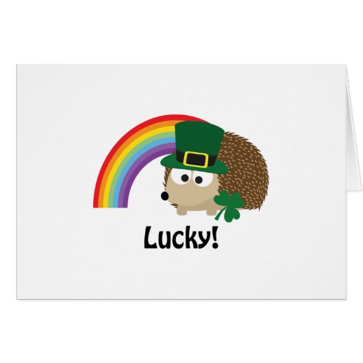 Lucky Leprechaun Hedgehog Cards (Front Horizontal)