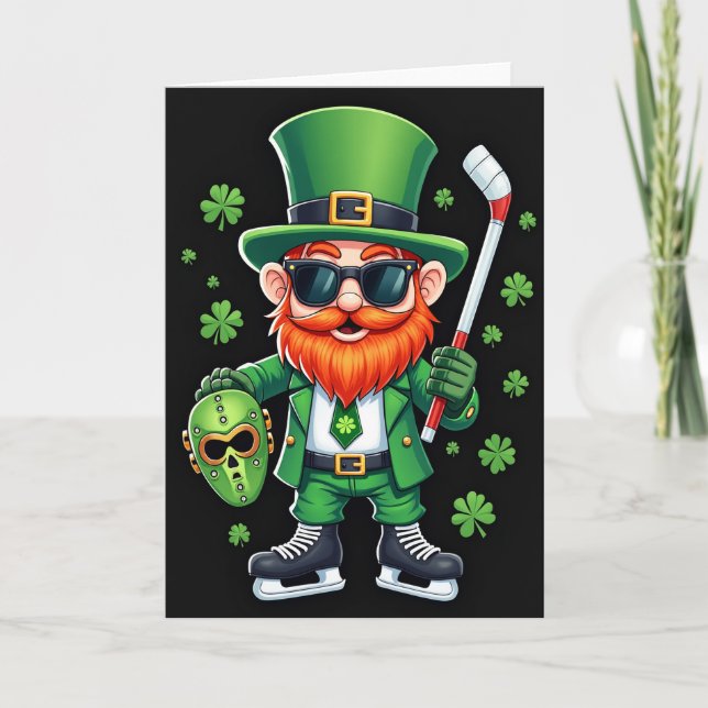 Lucky Leprechaun Hockey Fun Card (Front)