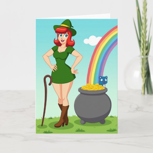 Lucky Leprechaun Lady Art Card (Front)