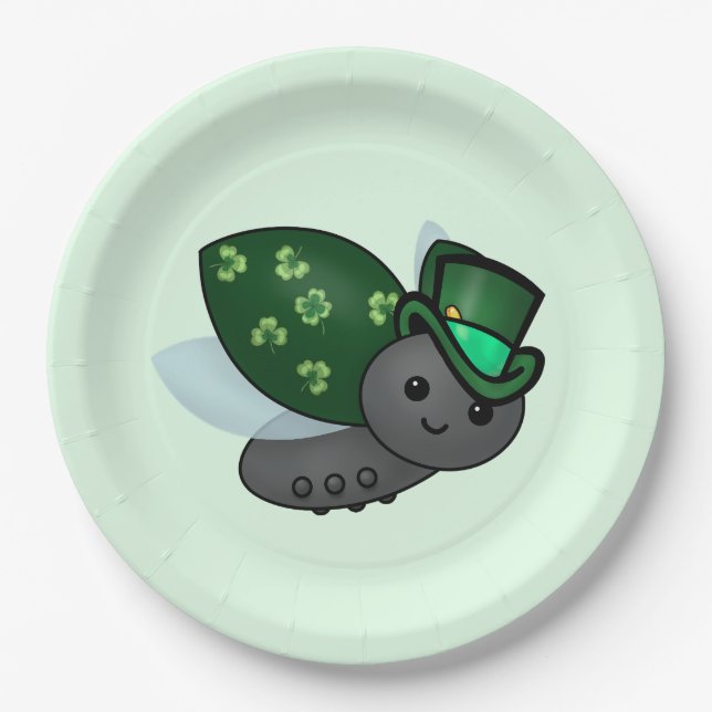 Lucky Leprechaun Ladybug Paper Plates (Front)