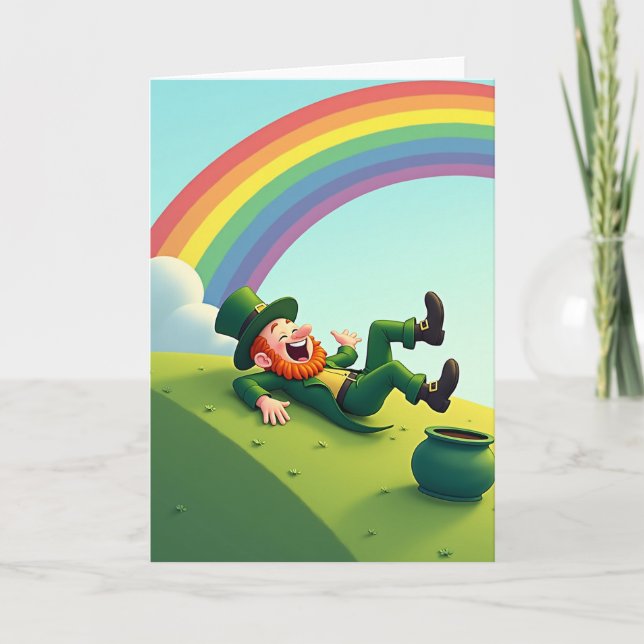 Lucky Leprechaun Laughing Card (Front)