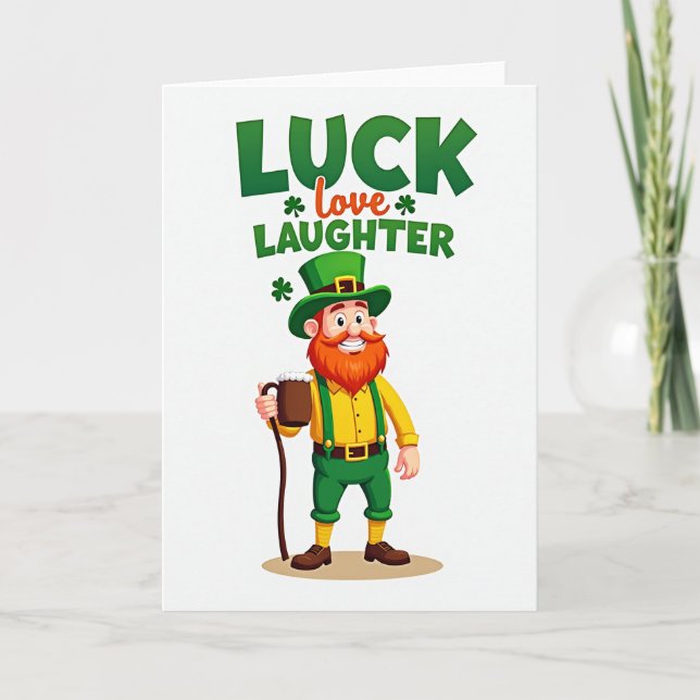 Lucky Leprechaun Laughter Love Card (Front)