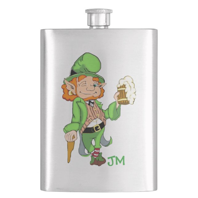 Lucky Leprechaun Personalized Flask (Front)