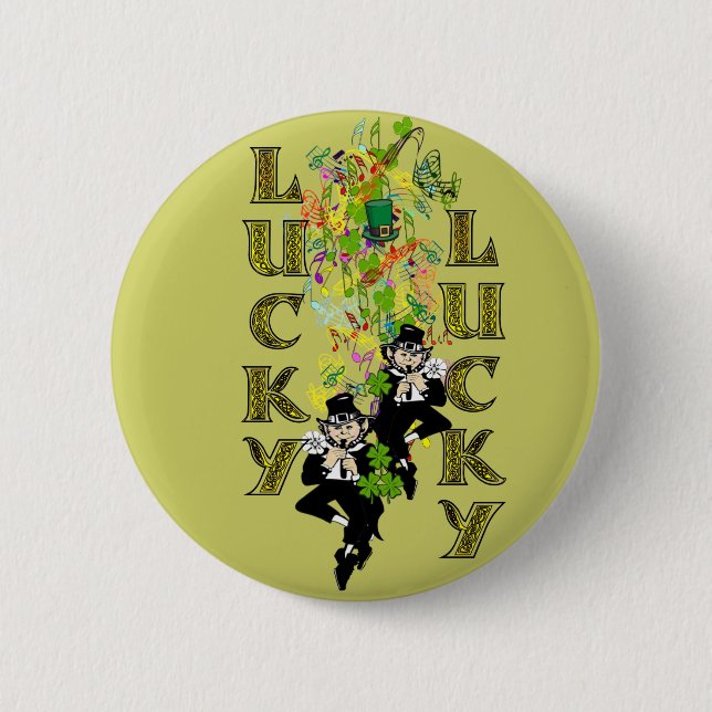 Lucky Leprechaun Pinback Button (Front)