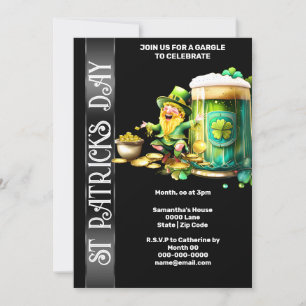 Lucky leprechaun pot gold shamrock beer Irish Invitation