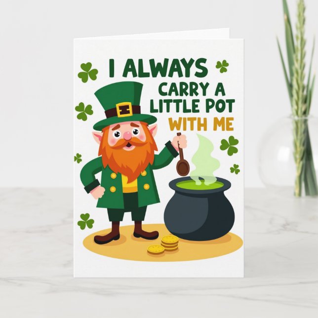 Lucky Leprechaun Pot Of Gold Card (Front)