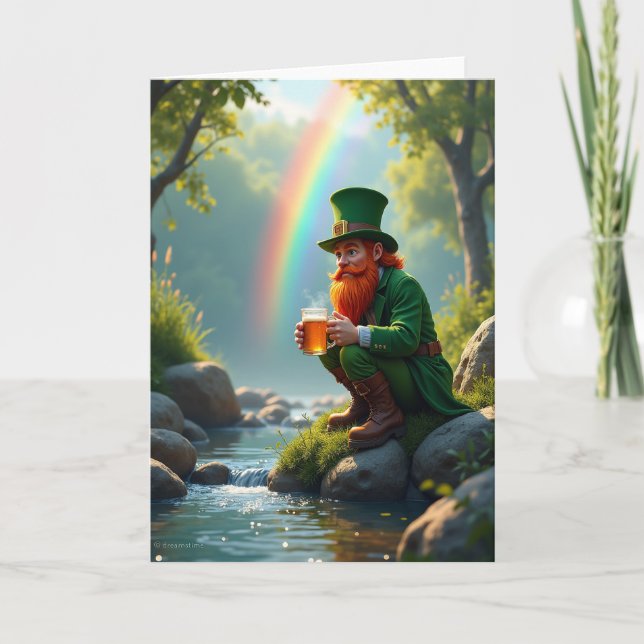 Lucky Leprechaun Scene Greeting Card (Front)