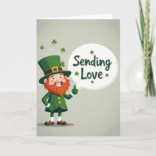 Lucky Leprechaun Sending Love Card (Front)