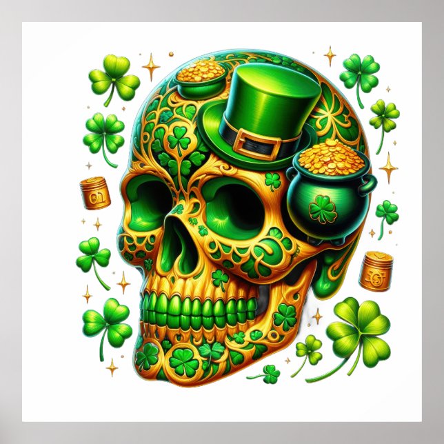 Lucky Leprechaun Skull Poster (Front)