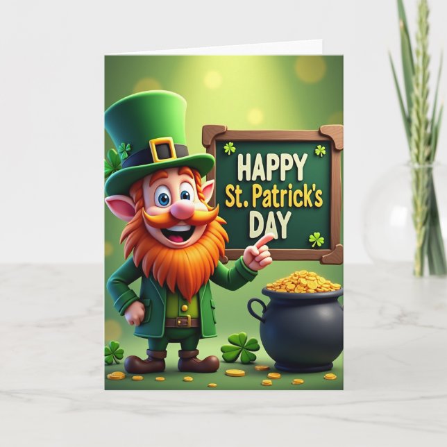 Lucky Leprechaun St Patricks Day Card (Front)