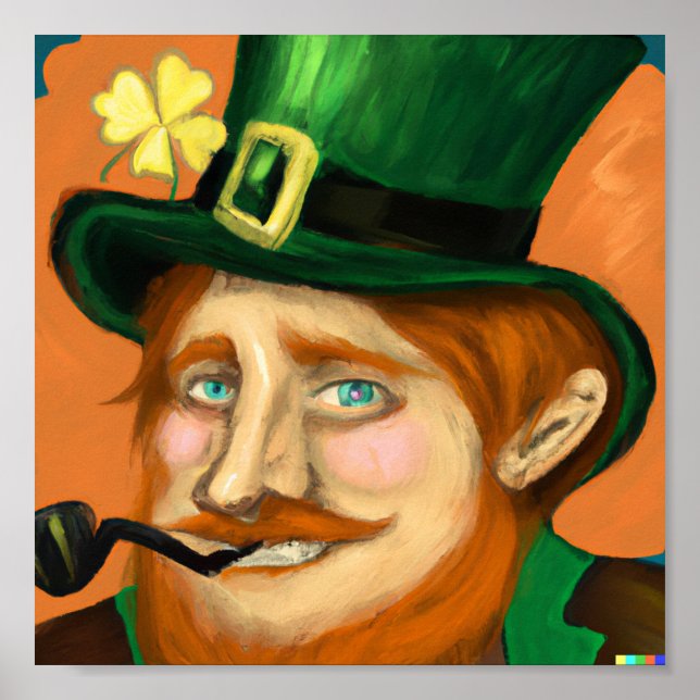 Lucky Leprechaun St. Patrick's Day Original Art Poster (Front)