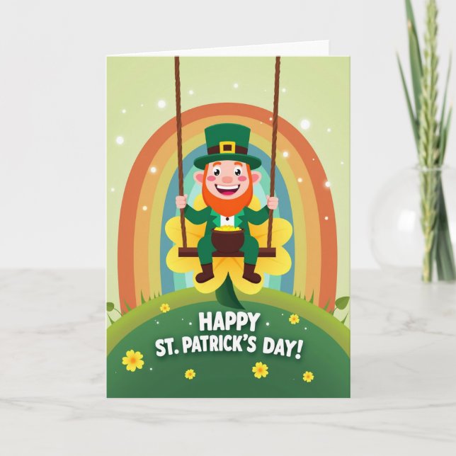 Lucky Leprechaun Swing St Patricks Card (Front)