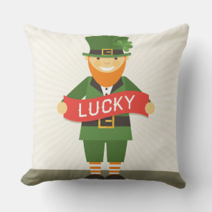 lucky leprechaun throw pillow