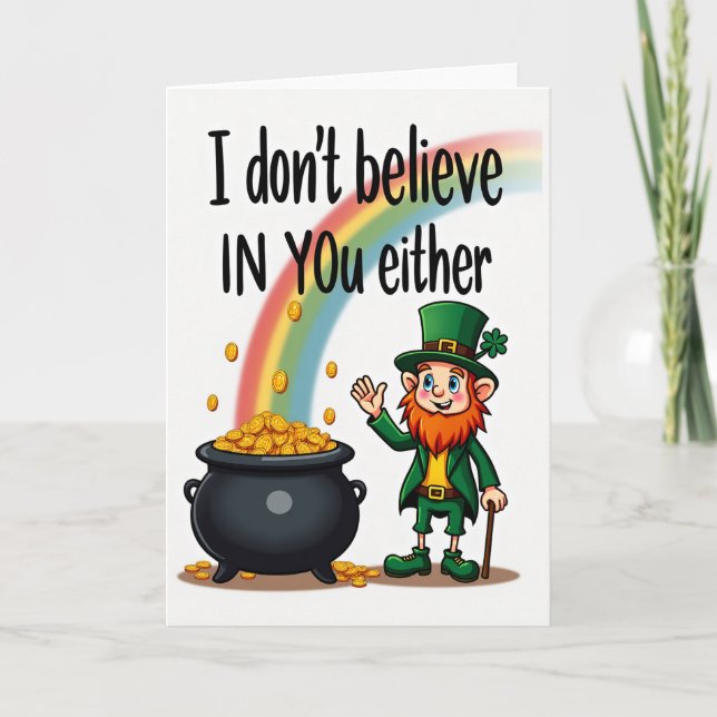 Lucky Leprechaun Waving Card (Front)
