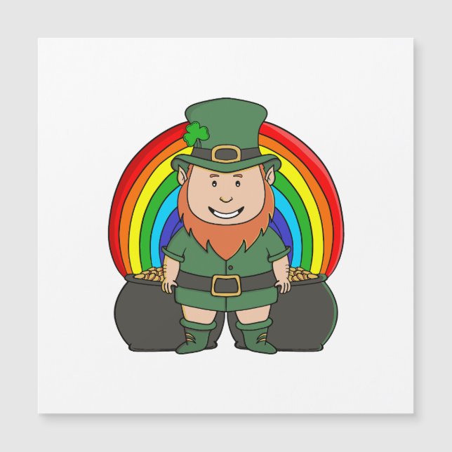 Lucky Leprechaun with Rainbow Pot of Gold (Front)