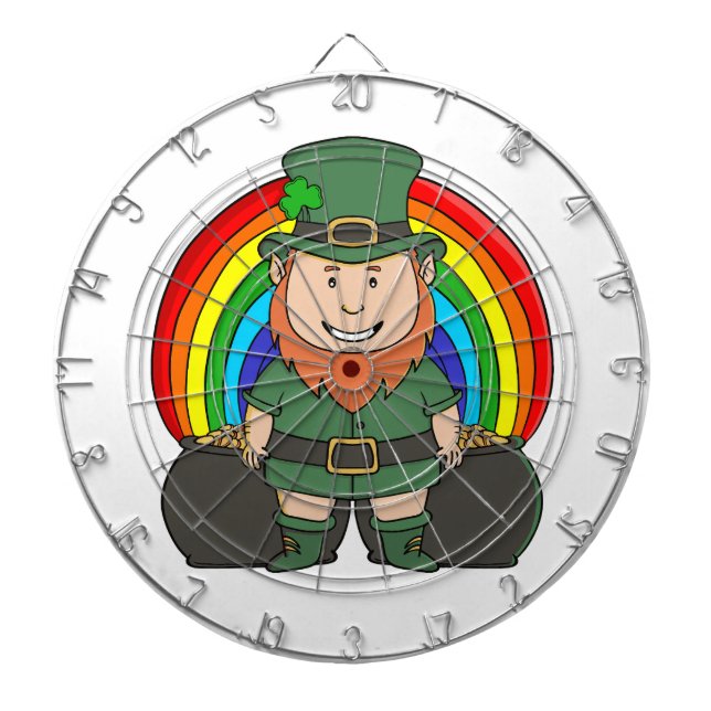 Lucky Leprechaun with Rainbow Pot of Gold Dart Board (Front)