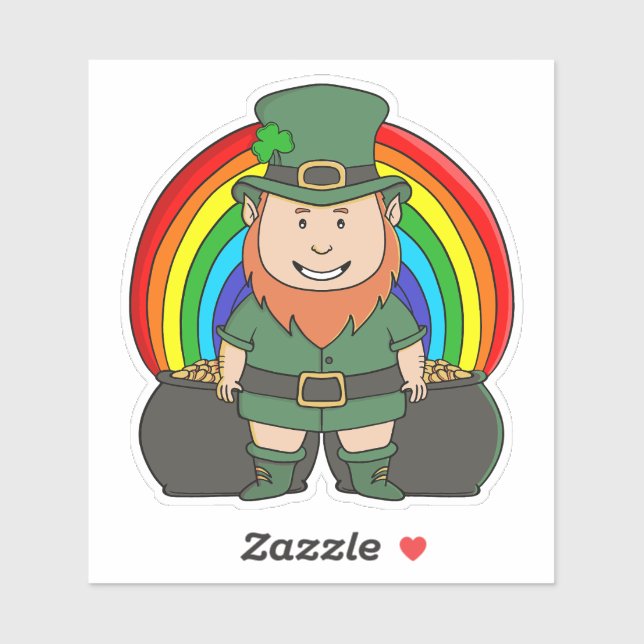 Lucky Leprechaun with Rainbow Pot of Gold Sticker (Sheet)