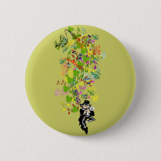 Lucky Leprechaun With Shamrocks Button