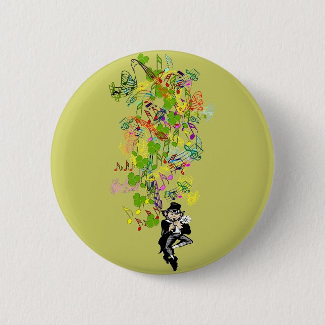 Lucky Leprechaun With Shamrocks Button (Front)