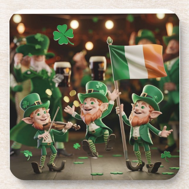Lucky leprechauns saint Patrick Beverage Coaster (Front)