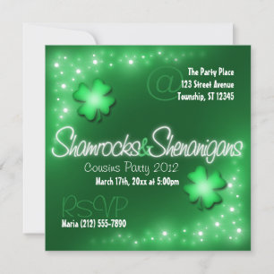 Lucky Lights - Shamrocks & Shenanigans Invitations