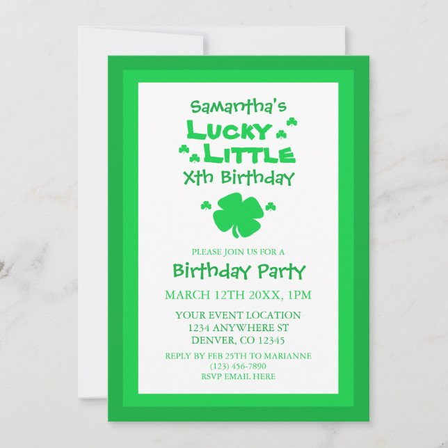 Lucky Little Birthday Invitation (Front)