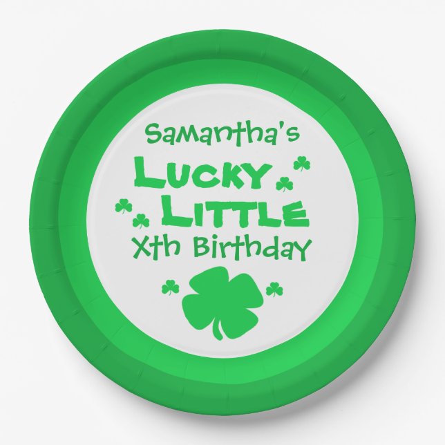 Lucky Little Birthday Paper Plates (Front)