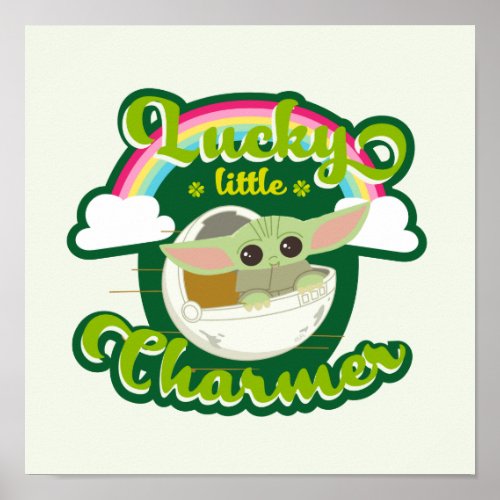 Lucky Little Charmer Grogu Under Rainbow Poster