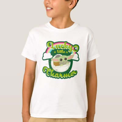 "Lucky Little Charmer" Grogu Under Rainbow T-Shirt