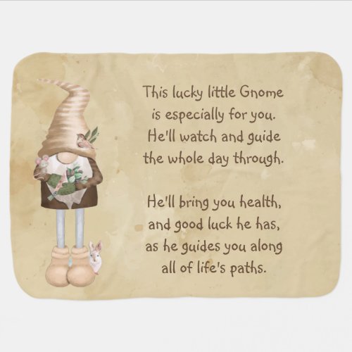 Lucky Little Gnome Good Health Luck Fun Baby Blanket