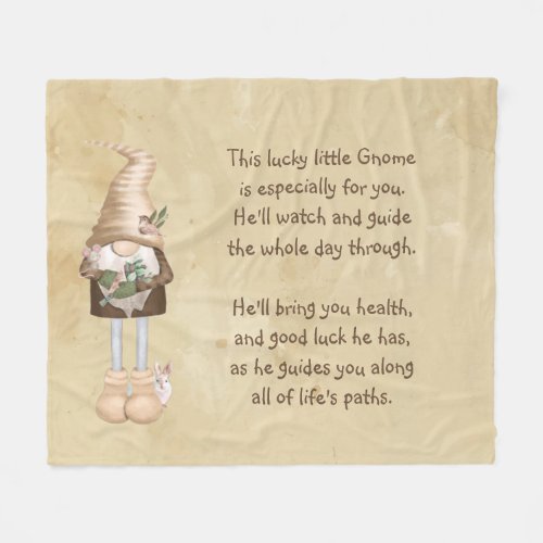 Lucky Little Gnome Good Health Luck Fun  Fleece Blanket