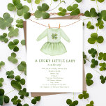 Lucky Little Lady St Patrick's Clover Baby Shower Invitation