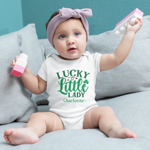 Lucky Little Lady St Patricks Day Personalized Baby Bodysuit