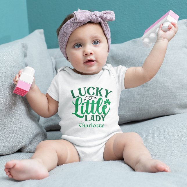 Lucky Little Lady St Patricks Day Personalized Baby Bodysuit (Personalized  St Patricks Day Lucky Little Lady Baby Bodysuit)