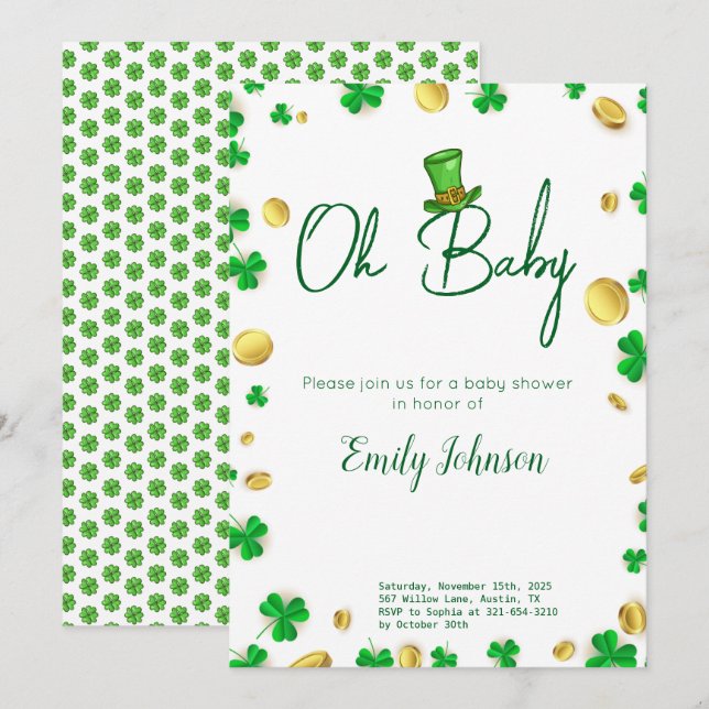 Lucky Little One – St. Patrick’s Day Baby Shower  Invitation (Front/Back)