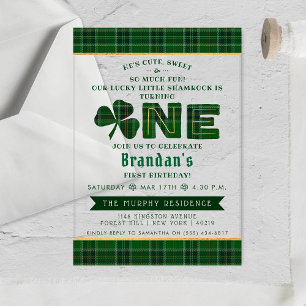 Lucky Little Shamrock 1st Birthday Acrylic Invitations