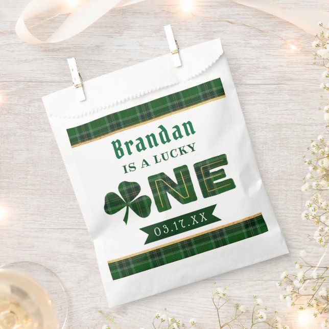 Lucky Little Shamrock 1st Birthday Favor Bag (Clipped)