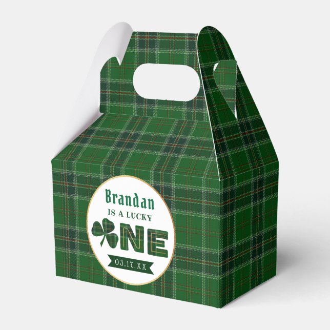 Lucky Little Shamrock 1st Birthday Favor Boxes (Front Side)