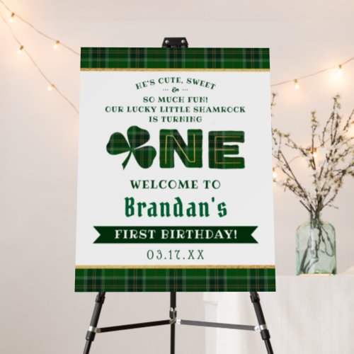 Lucky Little Shamrock 1st Birthday Welcome Foam Board