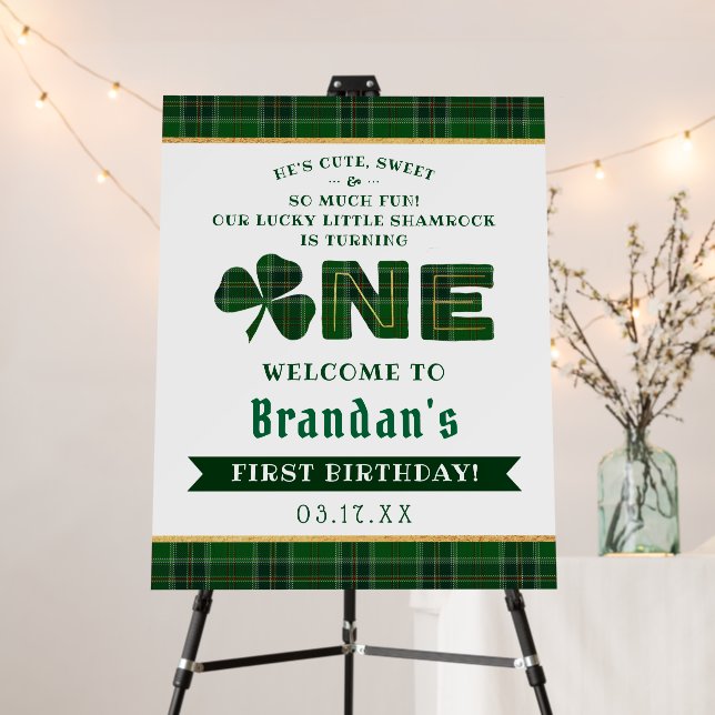 Lucky Little Shamrock 1st Birthday Welcome Foam Board (In Situ (Stand))