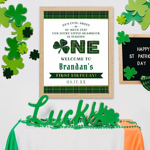 Lucky Little Shamrock 1st Birthday Welcome Real Foil Prints