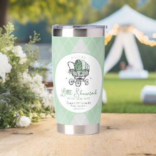Lucky Little Shamrock Argyle Baby Shower Insulated Tumbler