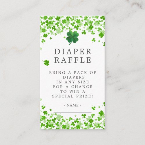 Lucky Little Shamrock Baby Shower Diaper Raffle  E Enclosure Card