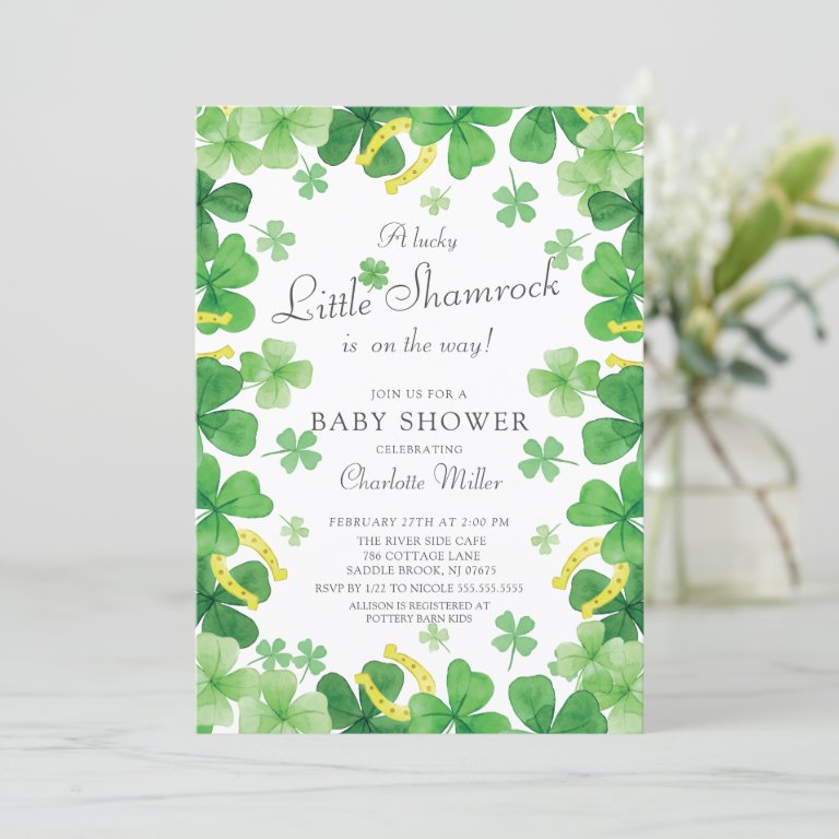 Lucky Little Shamrock Baby Shower Invitation