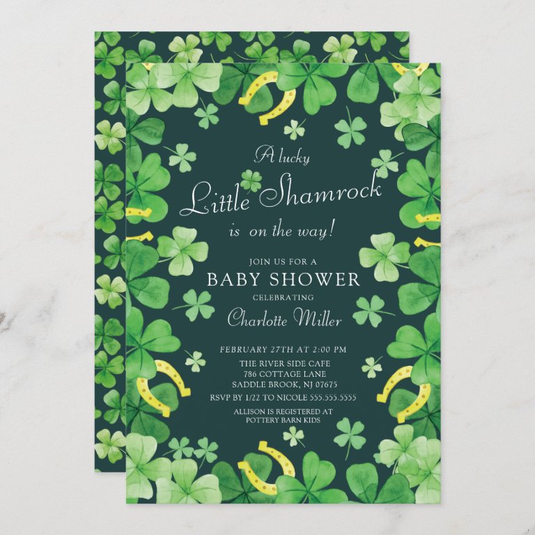 Lucky Little Shamrock Baby Shower Invitation