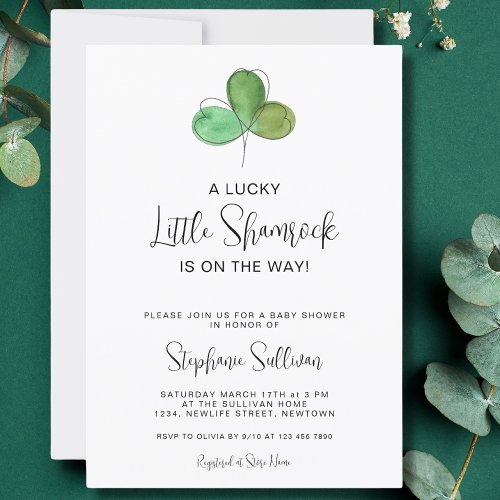 Lucky Little Shamrock Baby Shower Invitation