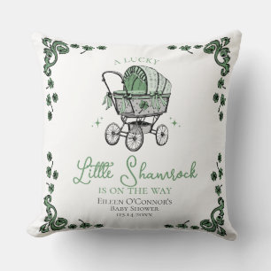 Lucky Little Shamrock Baby Shower Throw Pillow